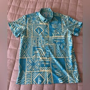 Men’s Retro Rifle High Tide Teal SZ Large Patriotic Hawaiian Beach